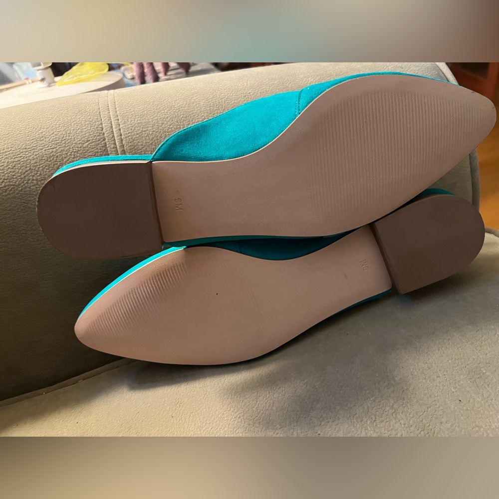 Talbots NEw in Box turquoise suede mules size 9 - Picture 5 of 7
